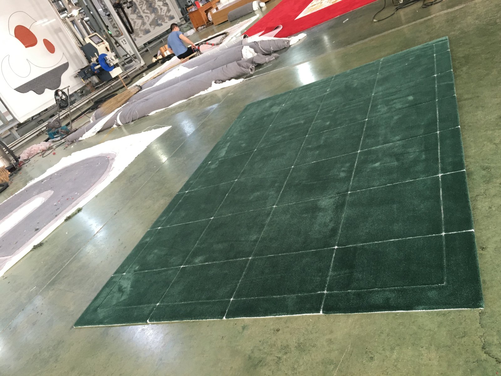 Custom  WOOL SILK Luxury Geometric Line Classical Modern Abstract Carpet GREEN Area New Style Live Room HOTEL